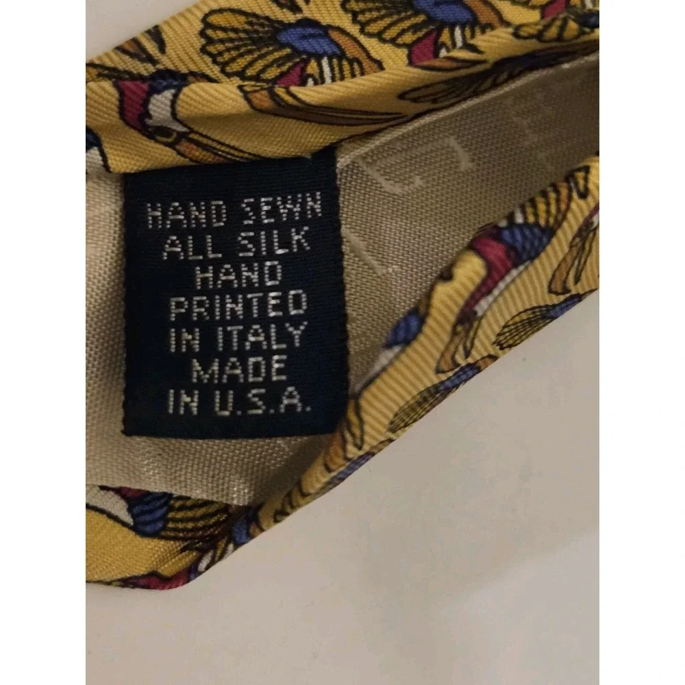 Paul Frederick All Silk Necktie Pelican Bird Yellow 58